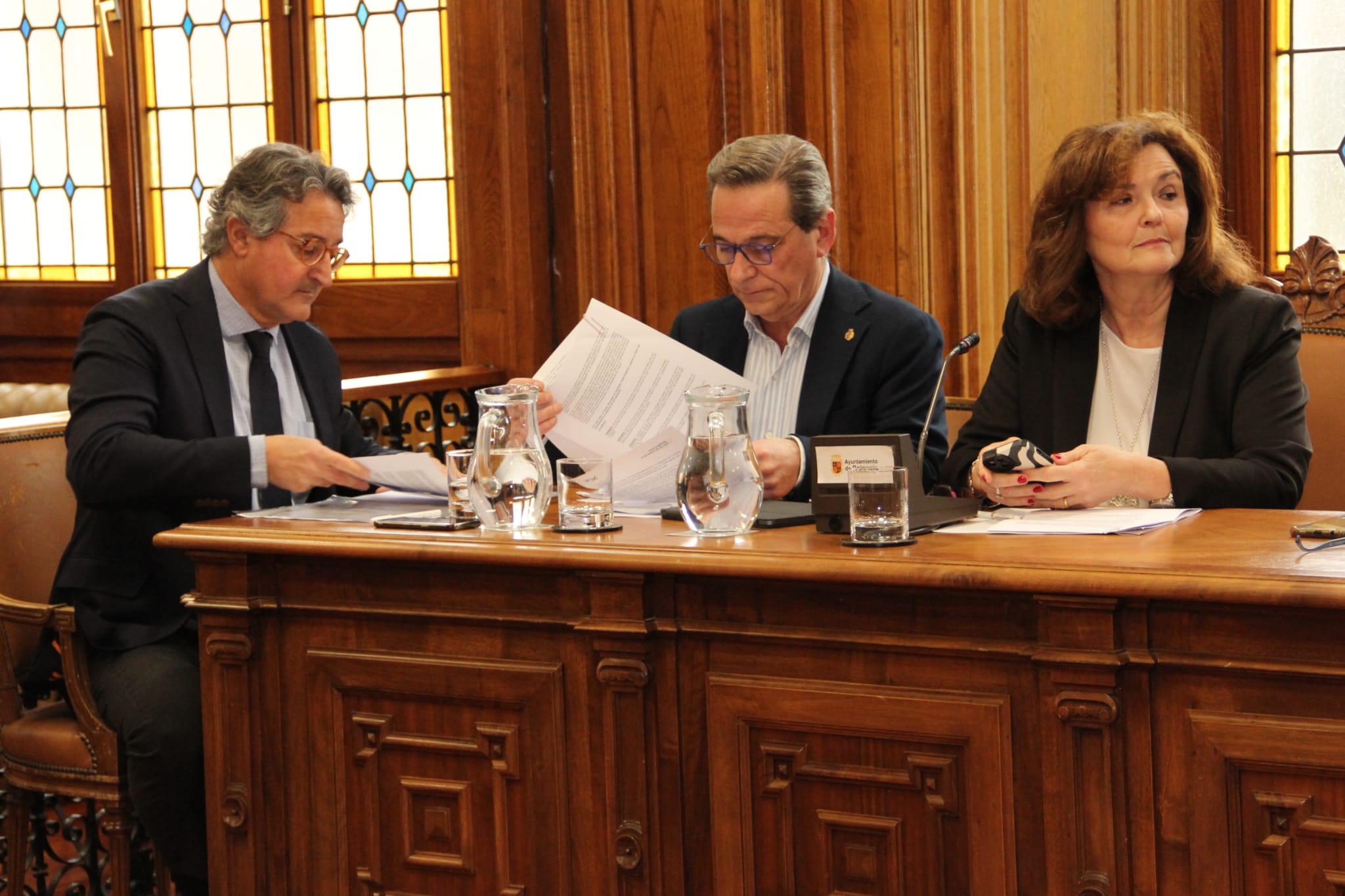 Ricardo carrancio, Emilio Polo y Sonia Lalanda, integrantes del grupo municipal de Vox en el Ayuntamiento de Palencia