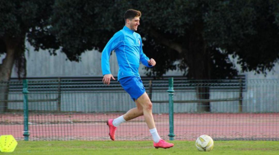 José Ignacio Goma durante un entrenamiento con el Xerez DFC 
