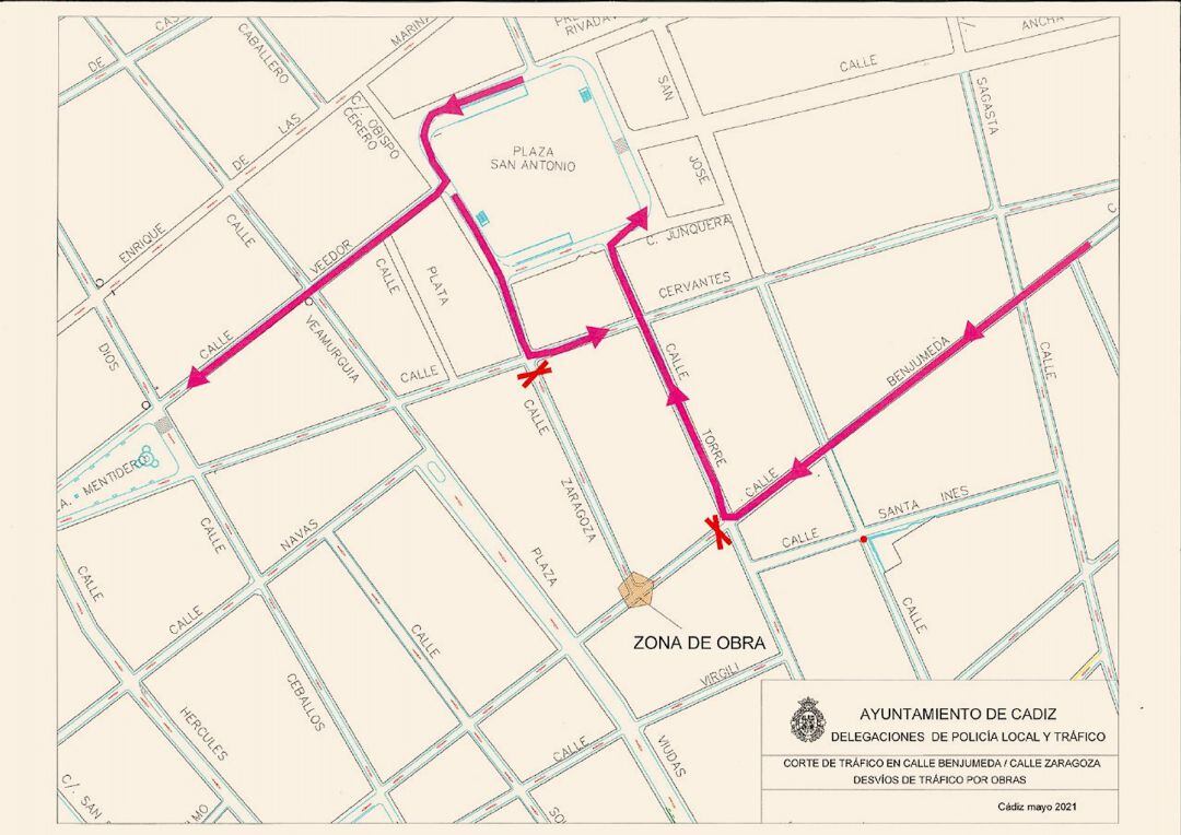 Plano de las alteraciones previstas en el tráfico