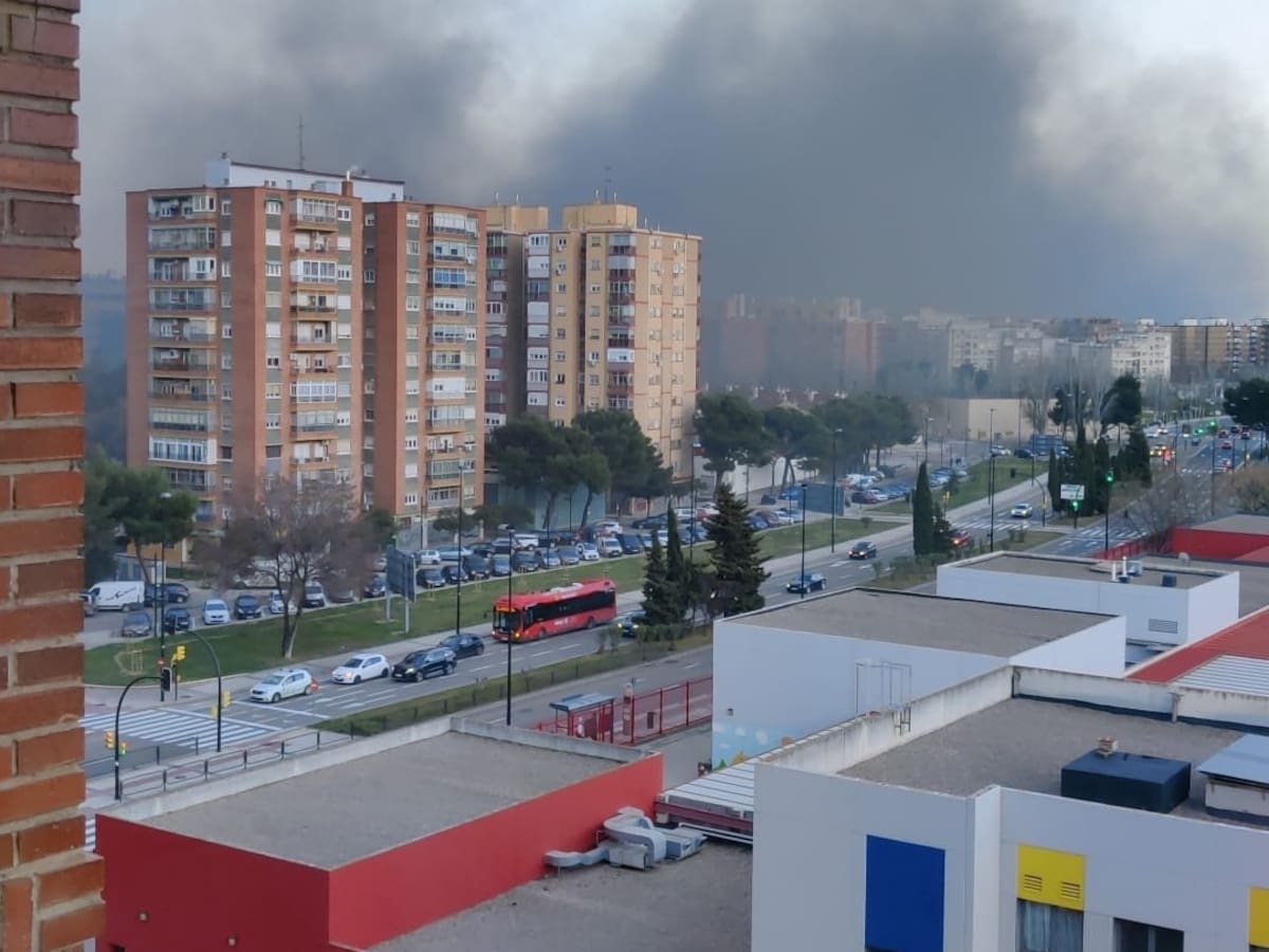 Un incendio en Saica Natur genera una gran columna de humo pero queda totalmente confinado