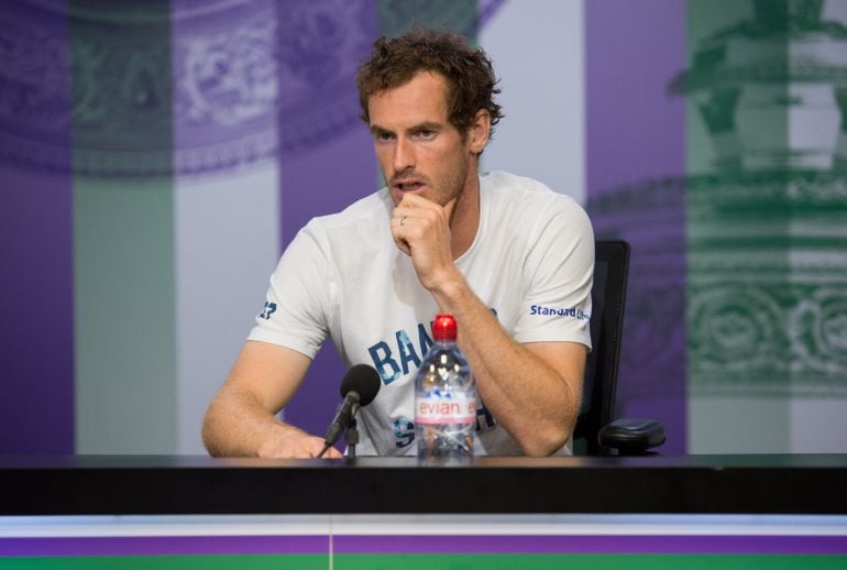 Andy Murray durante la rueda de prensa tras caer eliminado en cuartos de final de Wimbledon 