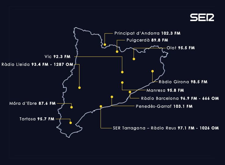 Mapa de freqüències de la CADENA SER a Catalunya (2024))