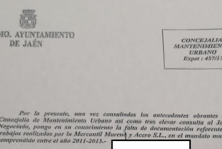 Documento del Ayuntamiento de Jaén.