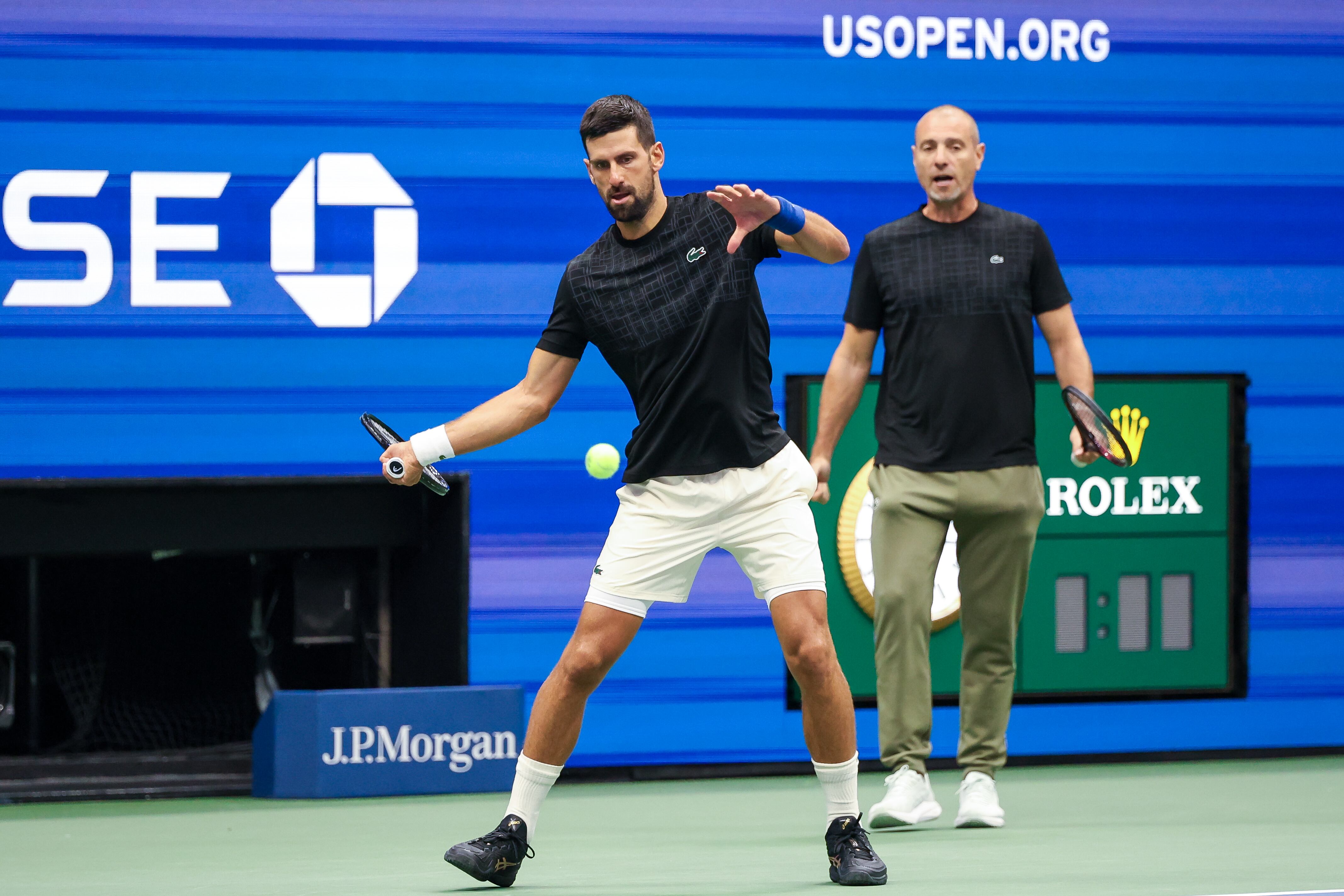Novak Djokovic, en uno de los entrenamientos previos a su debut en el US Open