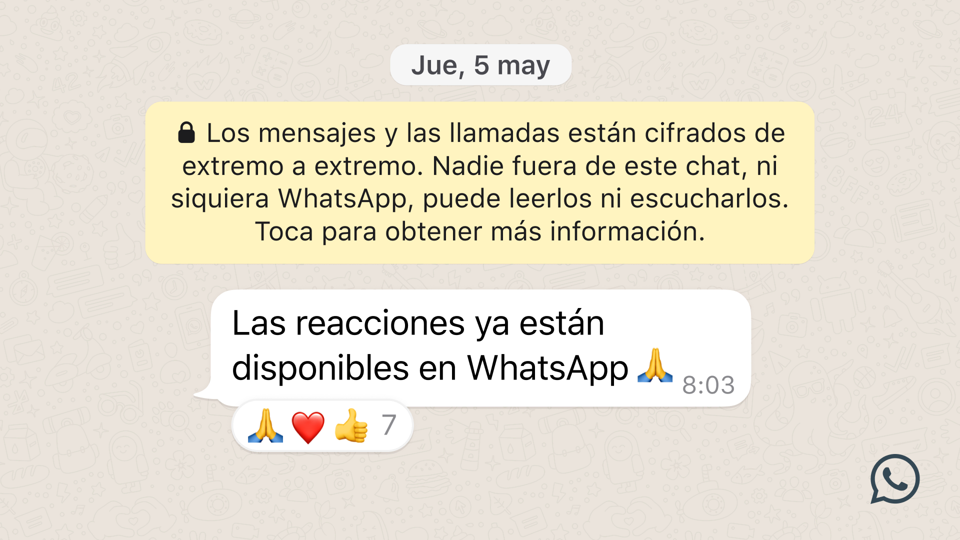 WhatsApp estrena las reacciones.