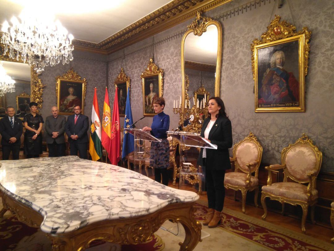 Primer encuentro oficial entre la presidenta de Navarra, María Chivite y la presidenta de La Rioja, Concha Andreu