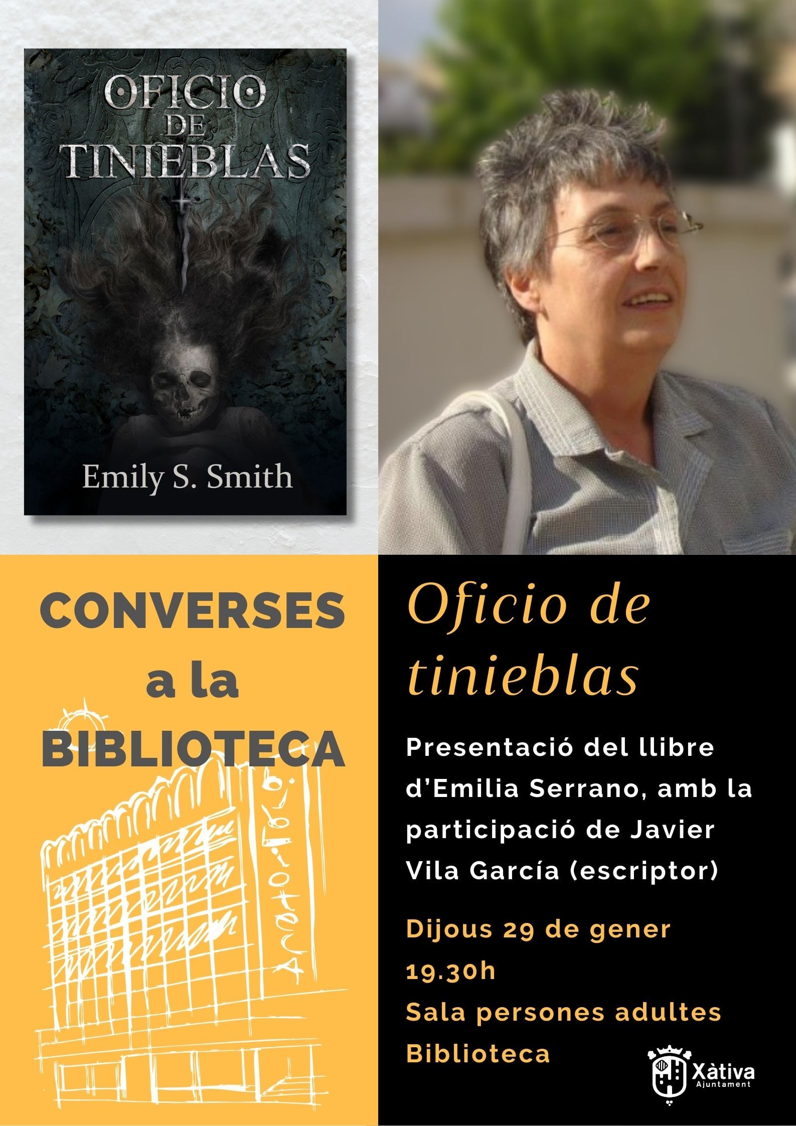 Cartel del acto con Emilia Serrano
