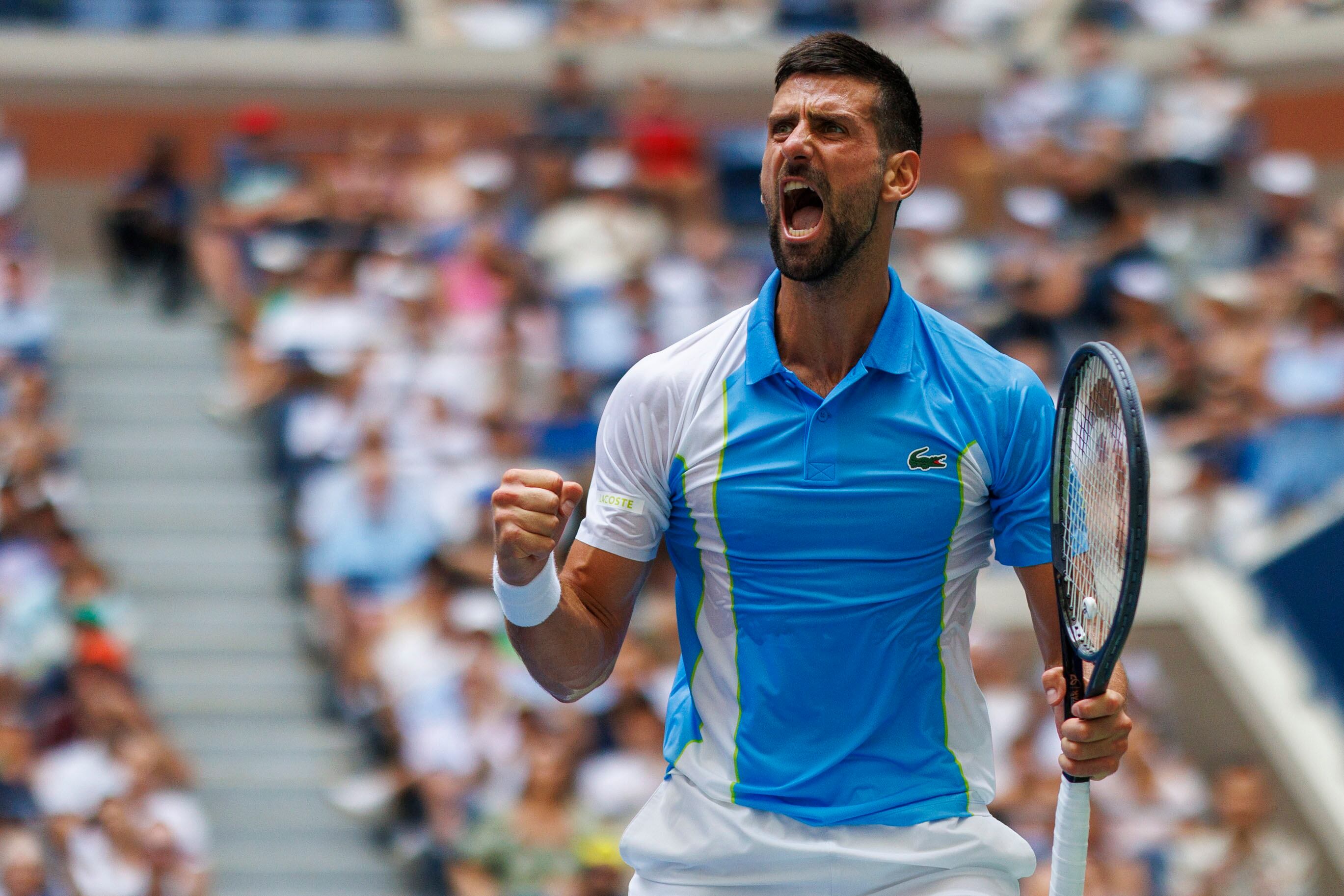 Novak Djokovic, se clasifica a la semifinal del US Open y ya es el tenista que más semifinales de Grand Slam ha disputado. EFE/EPA/SARAH YENESEL 22375