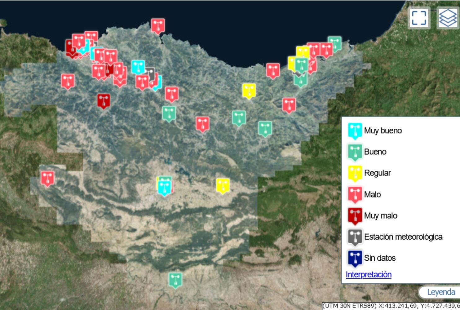 El mapa de las estaciones que miden la calidad del aire en Euskadi / EUSKO JAURLARITZA