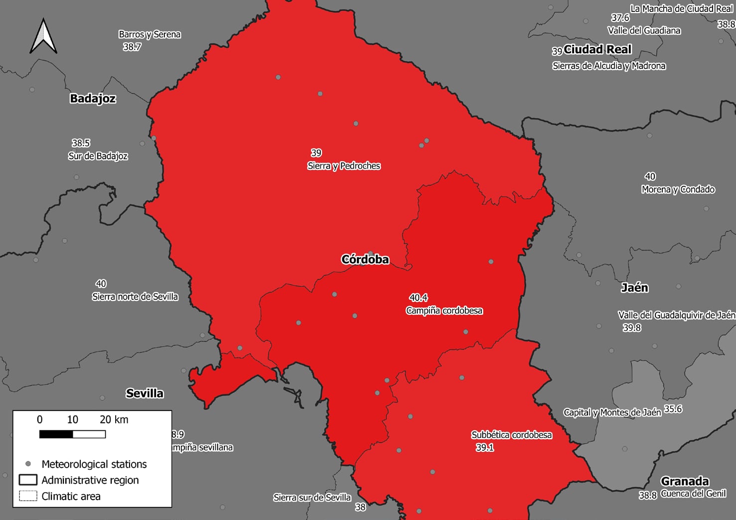 Mapa de temperaturas a las que se disparan las muertes por calor dentro de la provincia de CórdobaInstituto de salud Carlos III