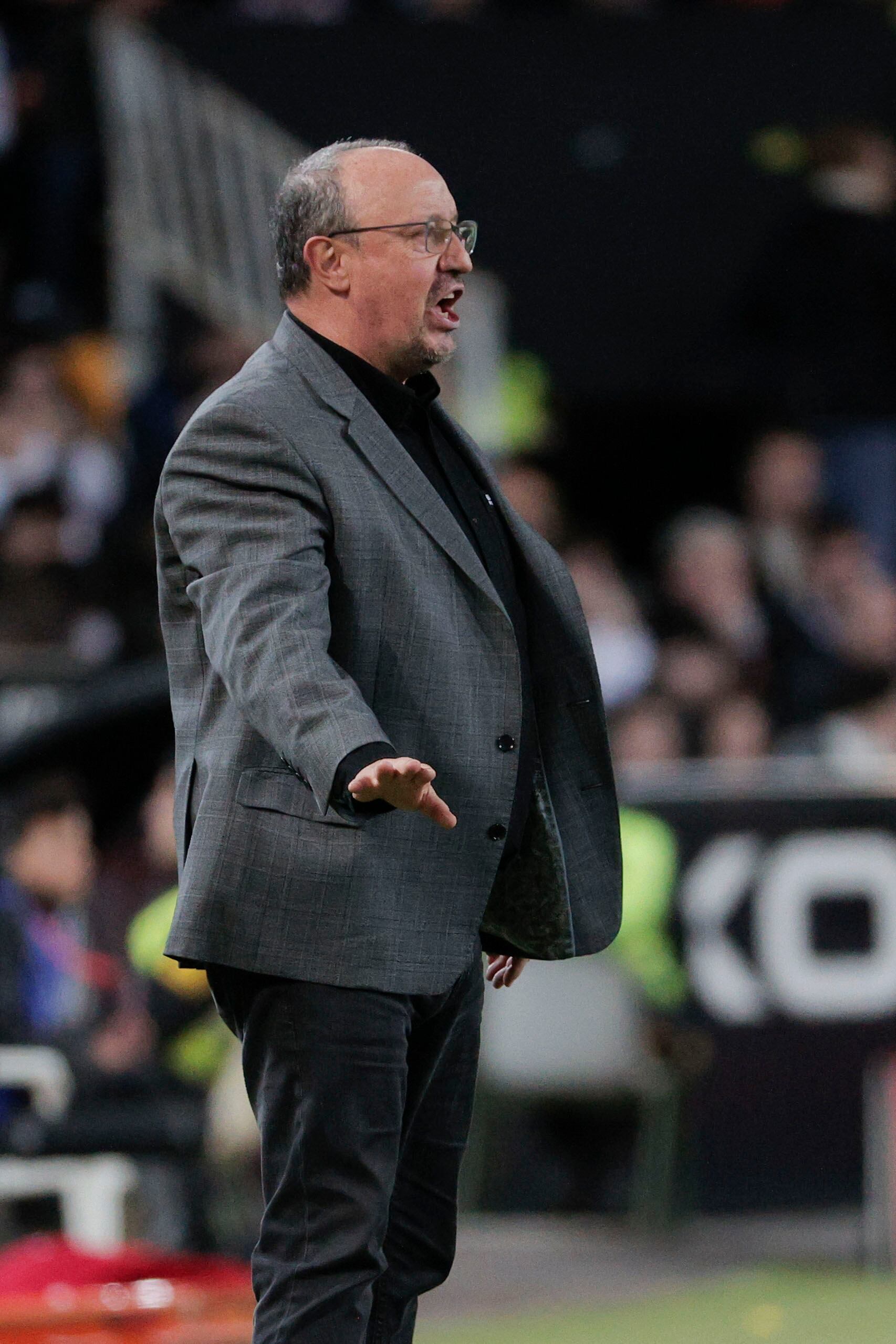 VALENCIA, 17/01/2024.- El entrenador del Celta, Rafa Benítez, durante el partido de los octavos de final de la Copa del Rey de fútbol que Valencia CF y Celta de Vigo han disputado este miércoles en el estadio de Mestalla. EFE/Manuel Bruque
