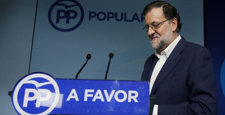 El líder del PP, Mariano Rajoy, ofrece una rueda de prensa al término de la la reunión del Comité Ejecutivo Nacional del PP.