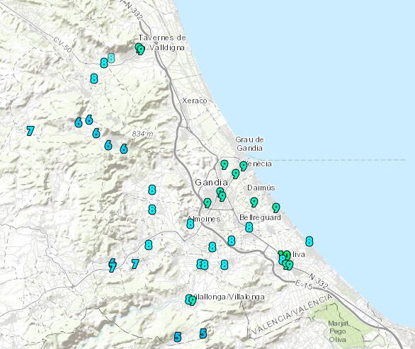 Temperaturas en la Safor durante la mañana del lunes 22 de diciembre. / AVAEMET