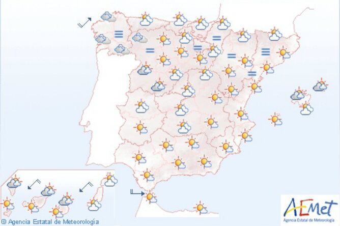 Mapa con la previsión para este lunes 14 de octubre