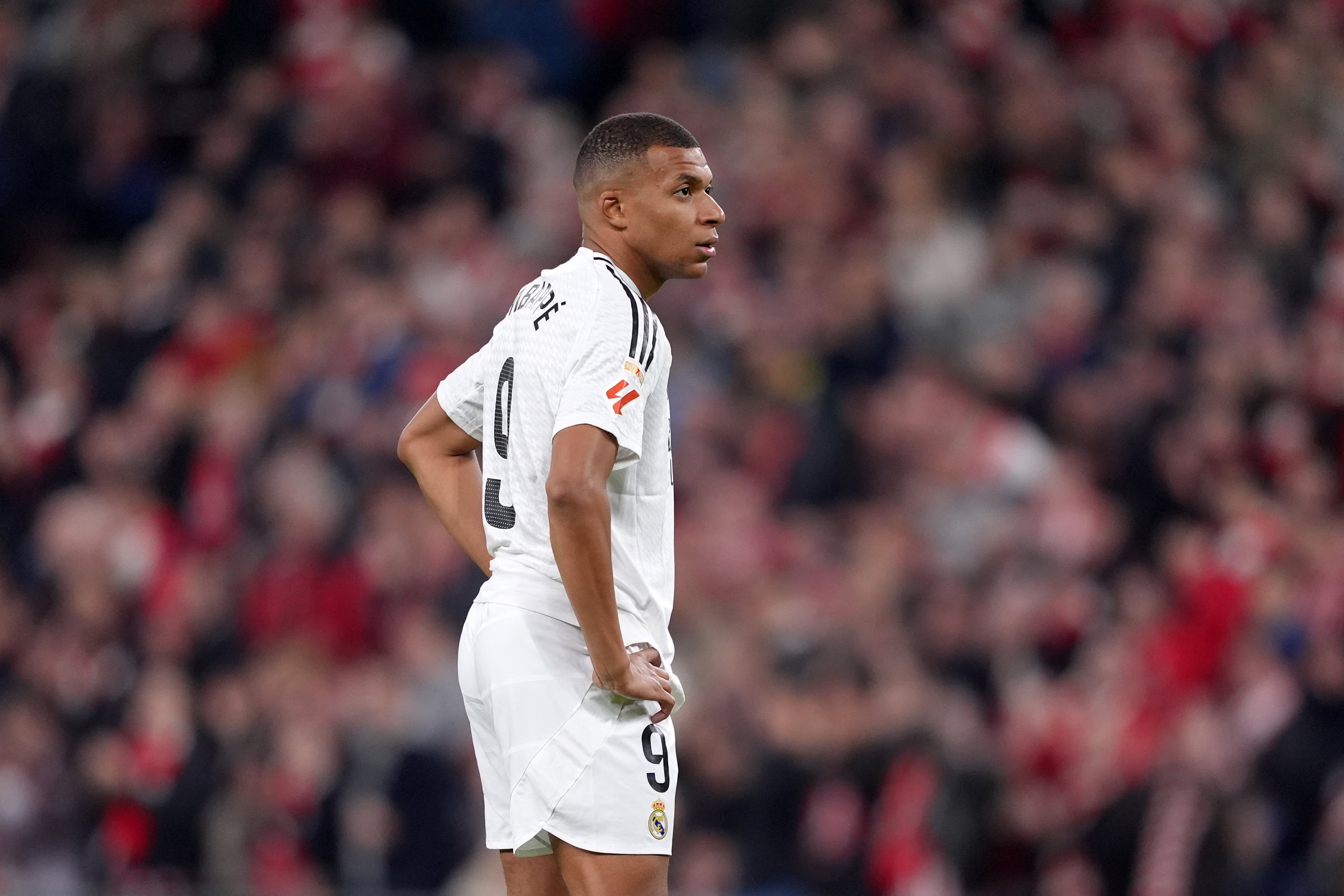 Kylian Mbappé, en San Mamés durante el partido ante el Athletic