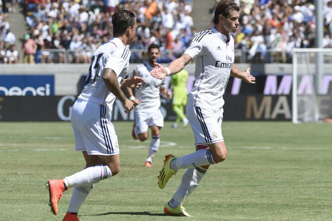 Gareth Bale celebra el gol ante el Inter de Milán