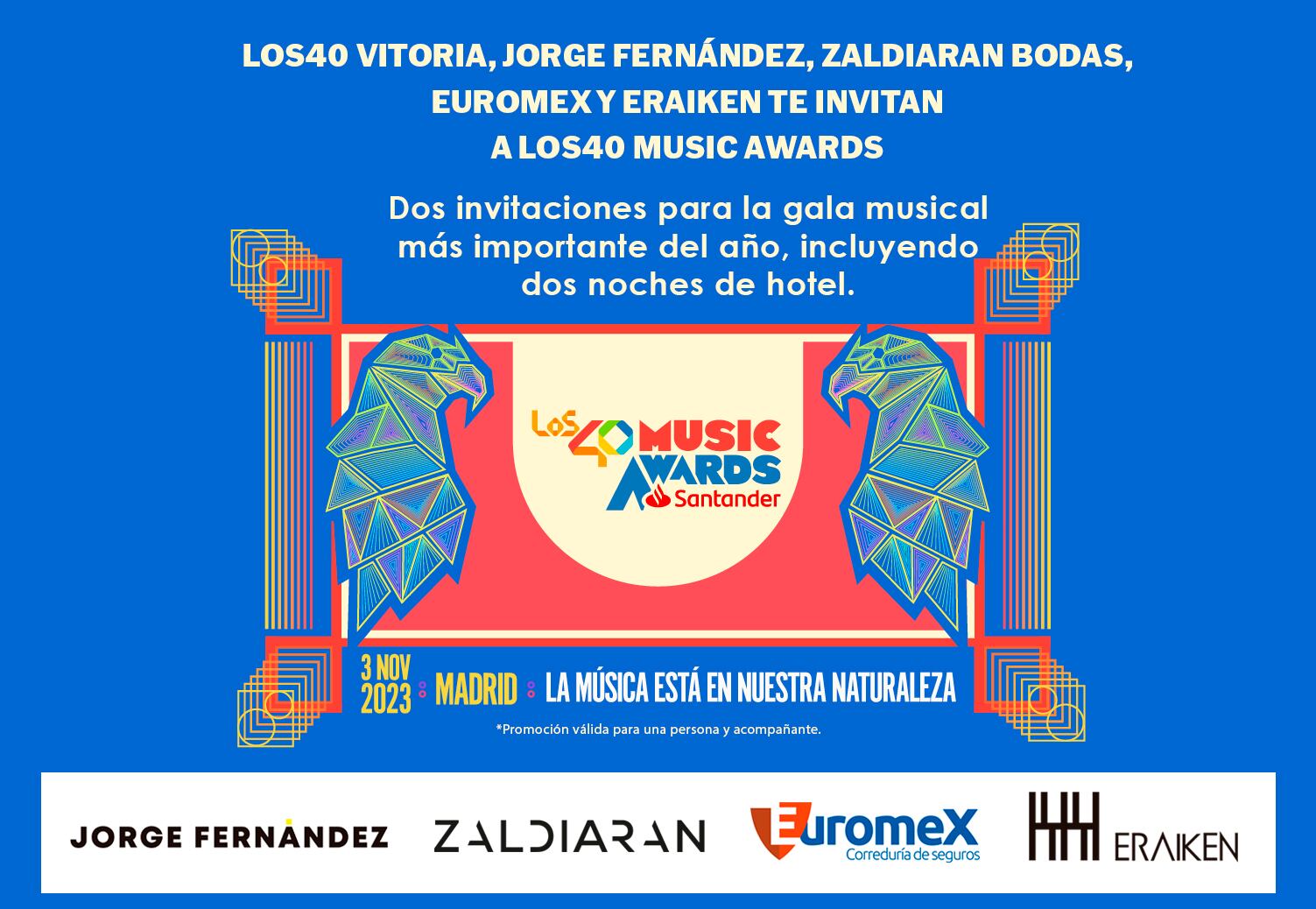 SER Vitoria invita a dos oyentes a Los40 Music Awards