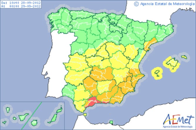 Málaga está en alerta roja por precipitaciones