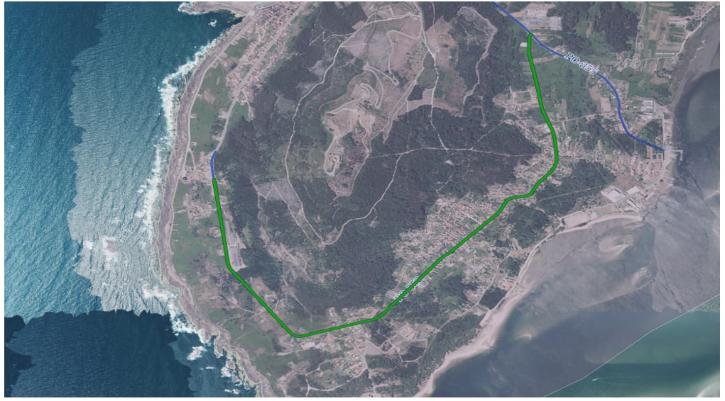 Infografía del proyecto de senda peatonal en la circunvalación del monte Santa Trega en la PO-352