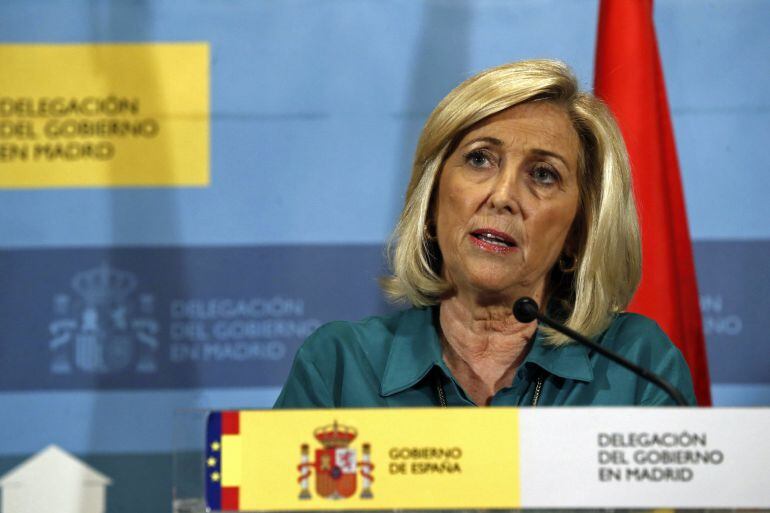 La delegada del Gobierno en Madrid, Concepción Dancausa, durante una comparecencia