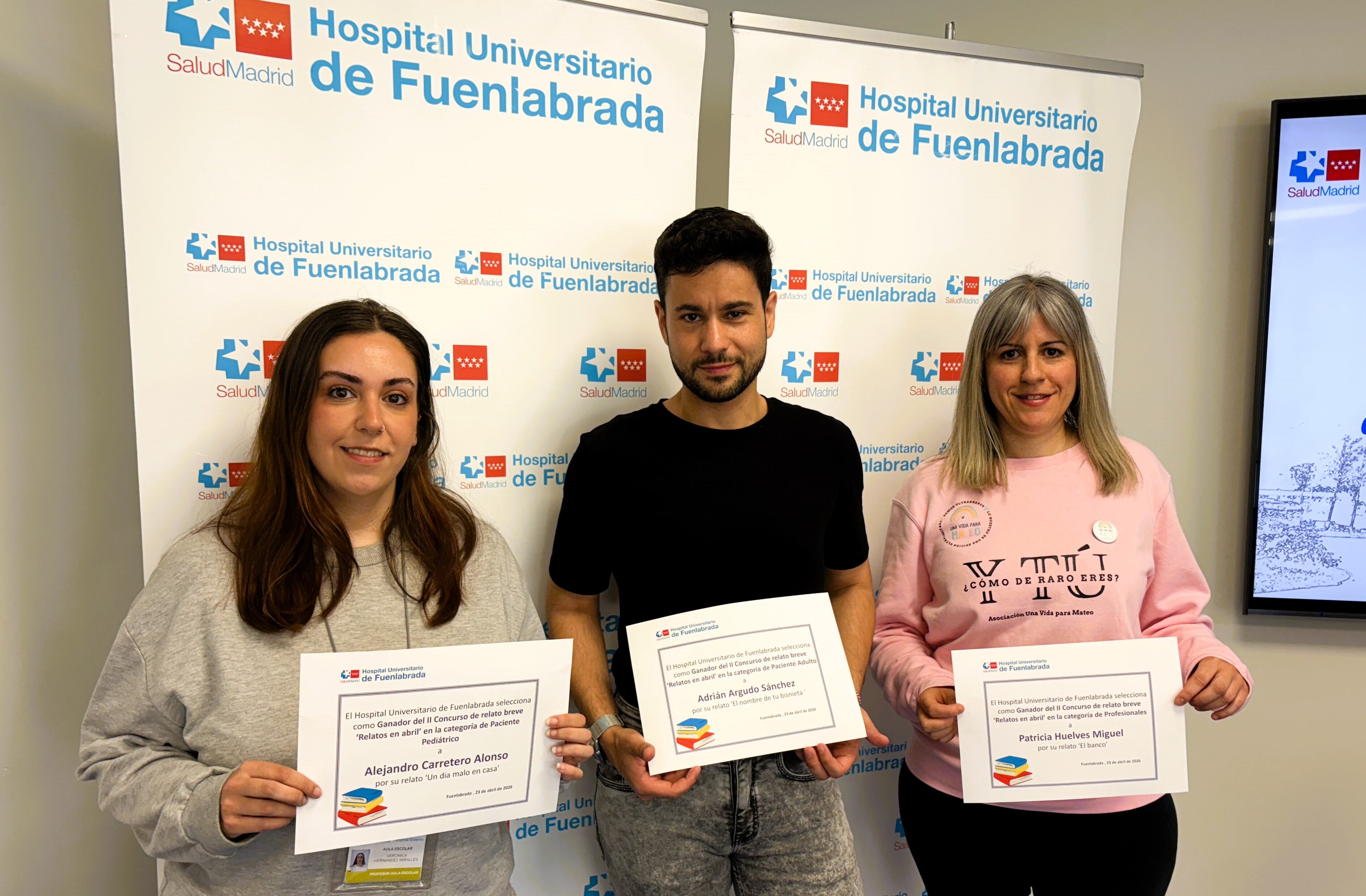 Los  ganadores han sido Patricia Huelves Miguel en la categoría de profesionales por su relato ‘El banco’; Adrián Argudo Sánchez en la categoría de paciente adulto por ‘El nombre de tu bisnieta’, y Alejandro Carretero Alonso en la categoría de paciente pediátrico por su historia titulada ‘Un día malo en casa’.