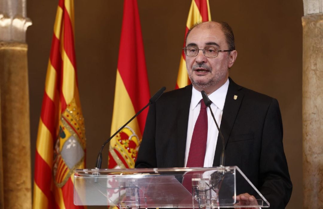 Javier Lambán, durante su discurso en el Día de Aragón 