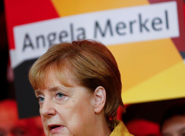 La canciller Merkel en un acto de campaña esta semana.