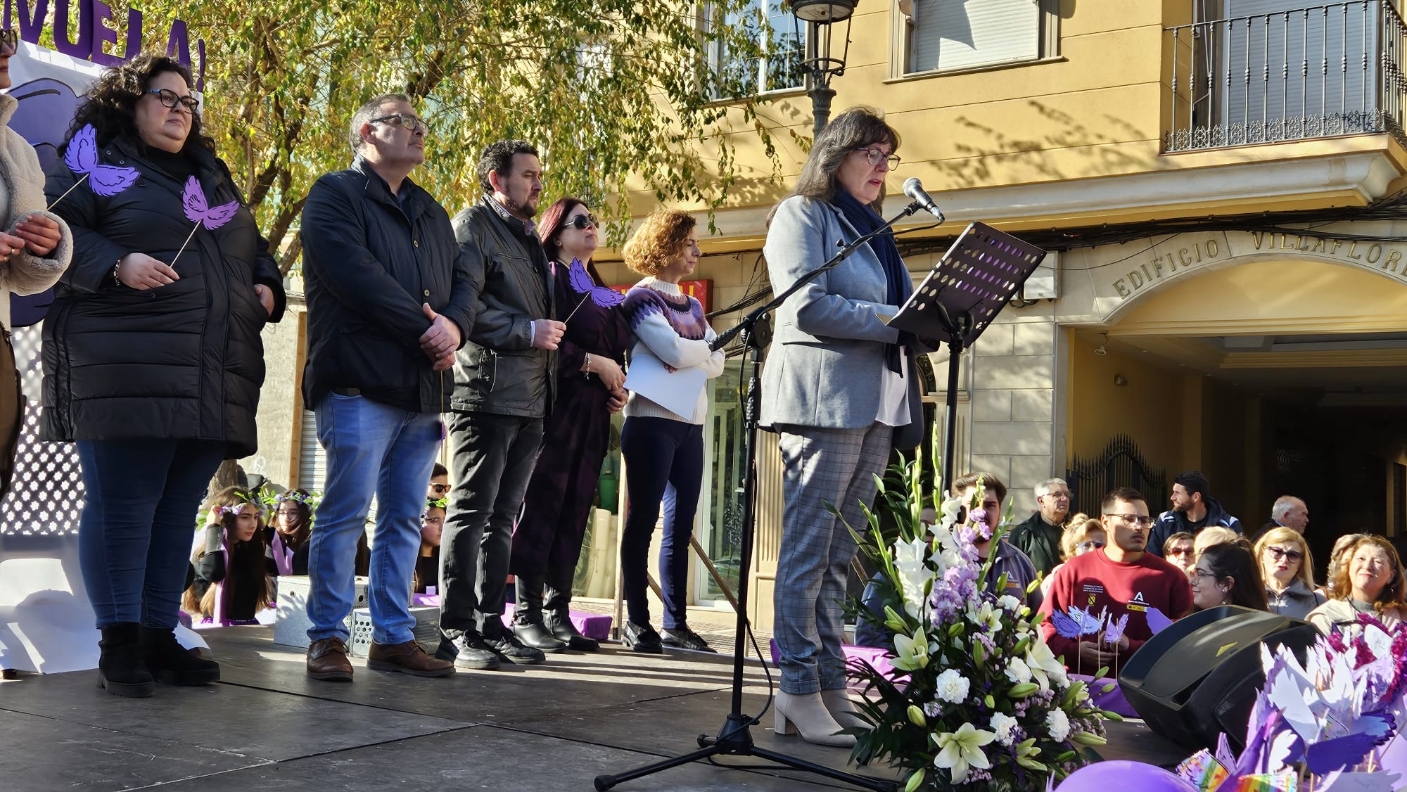 Momento de la intervención de la alcaldesa de Jódar, Juana Cazorla