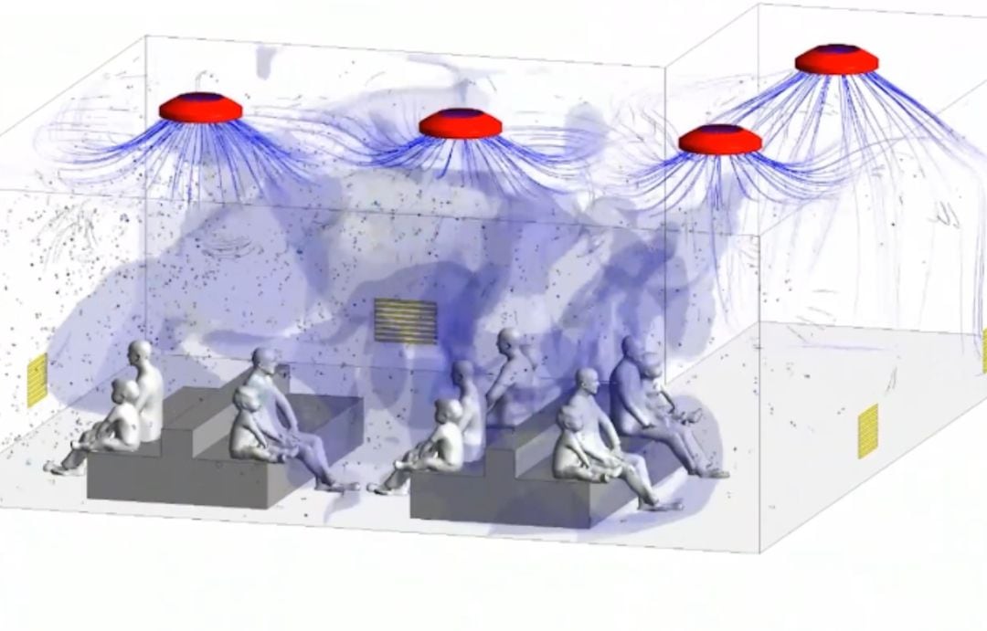 Una simulación 3D de una sala de espera de hospital