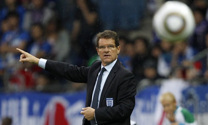 El técnico italiano Fabio Capello, durante un partido de la selección inglesa