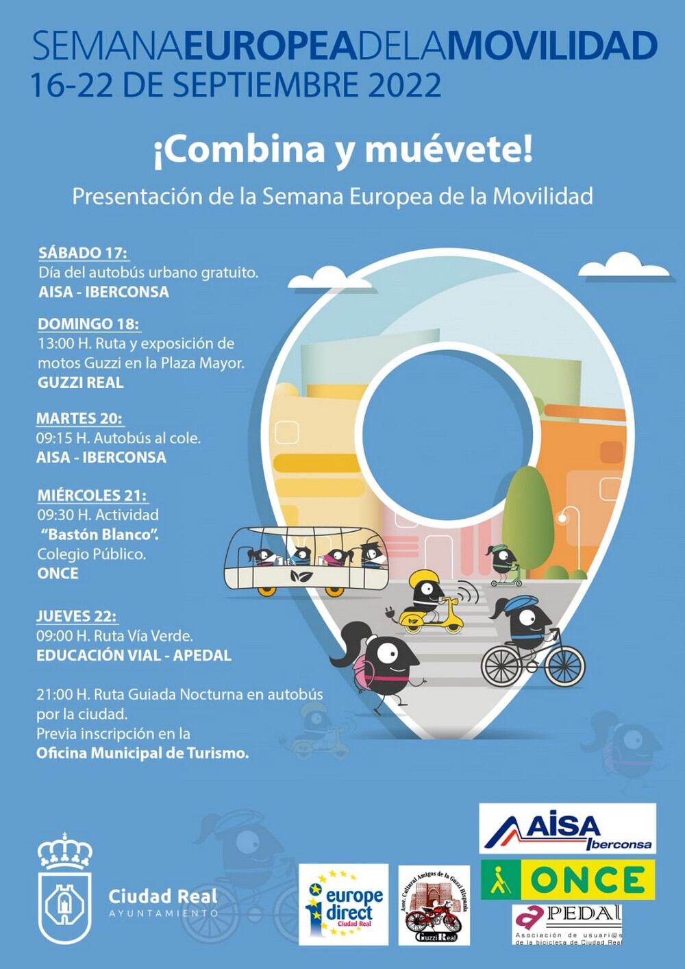 Cartel de la programación de la Semana de Movilidad diseñado por el Ayuntamiento de la capital