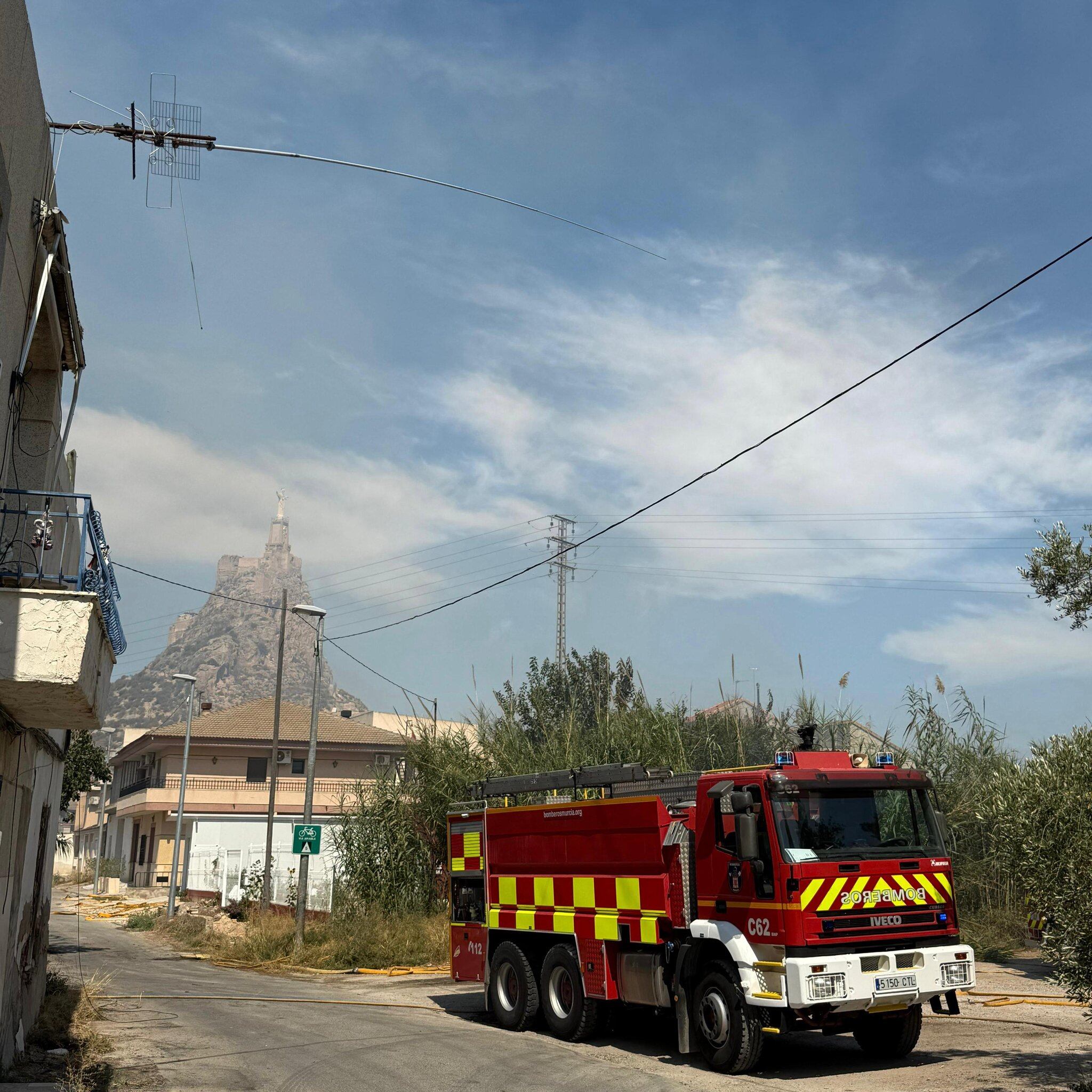 Incendio de matorral y cañas en Monteagudo