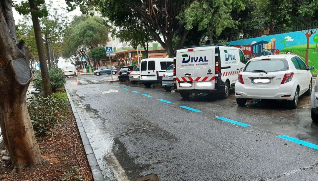 La zona azul en la bariada de Huelin de Málaga