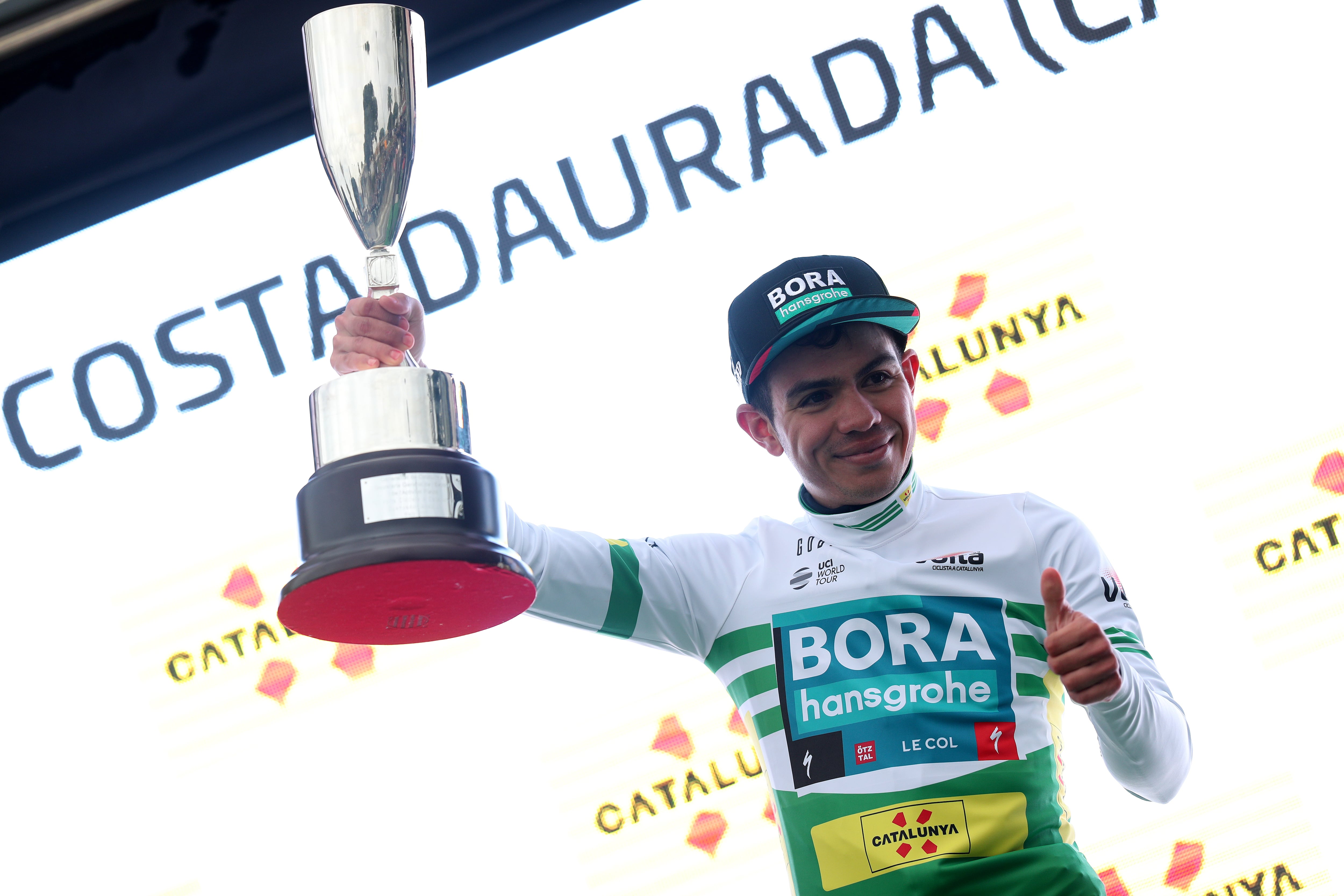 Sergio Higuita, en el podio de la Volta Catalunya