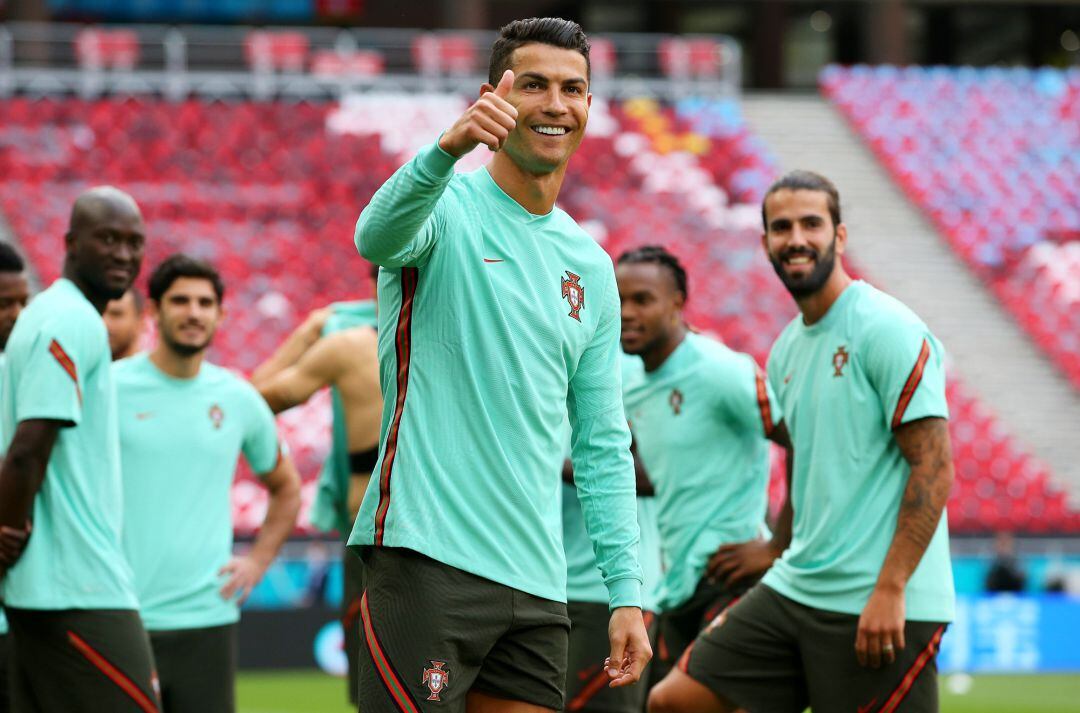 Cristiano Ronaldo, en un entrenamiento con Portugal.