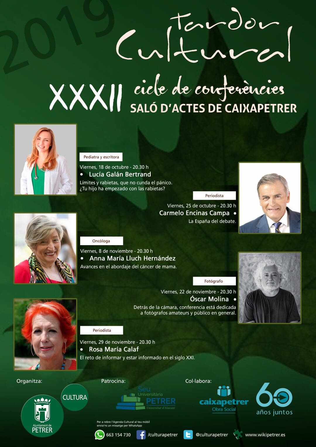 La conferencia de Rosa Mª calaf comenzará a las 20.30 horas en el salón de actos de Caixa Petrer.