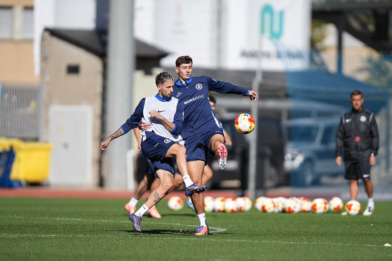 Manu Nieto i Antal, durant l'entrenament d'avui al Comunal