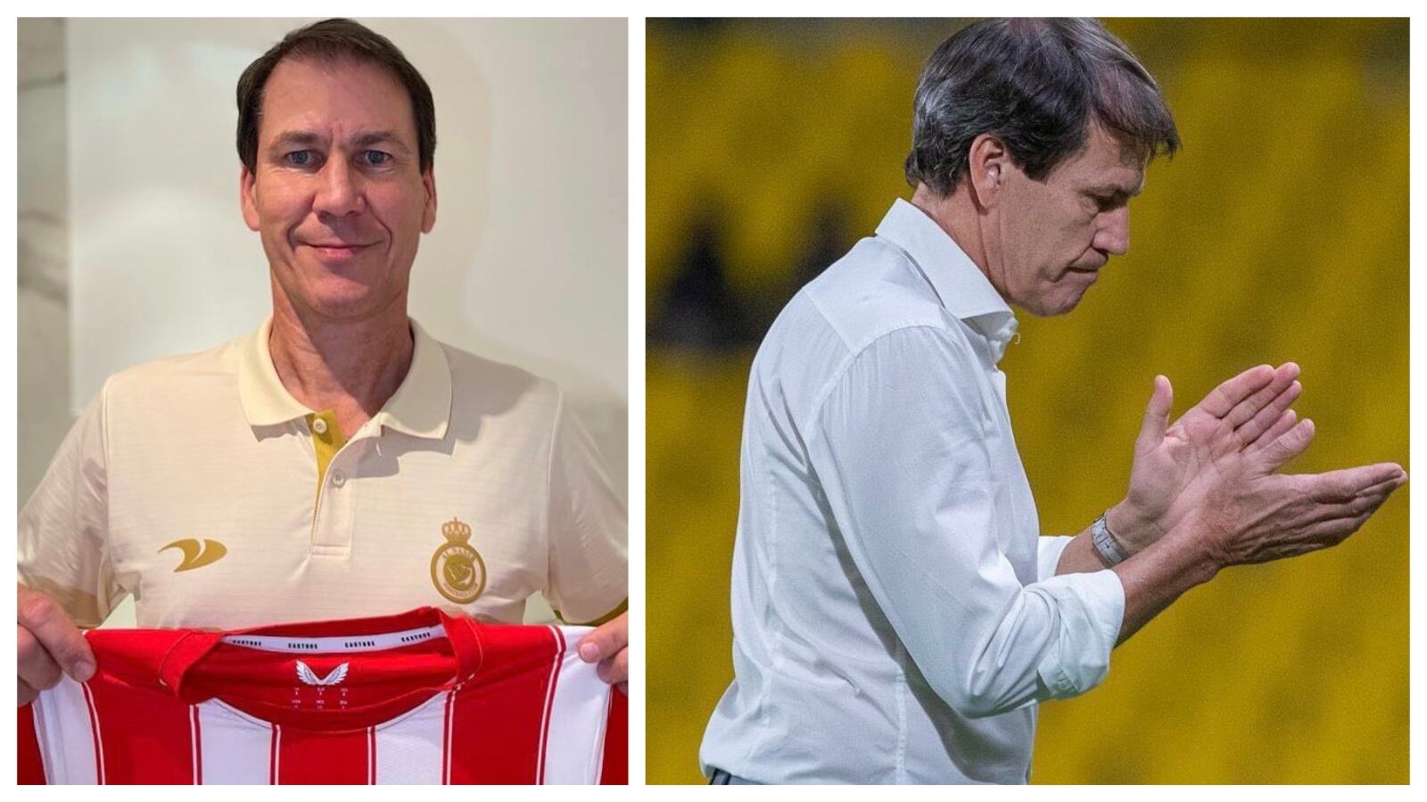 Rudi García con la camiseta del Almería.