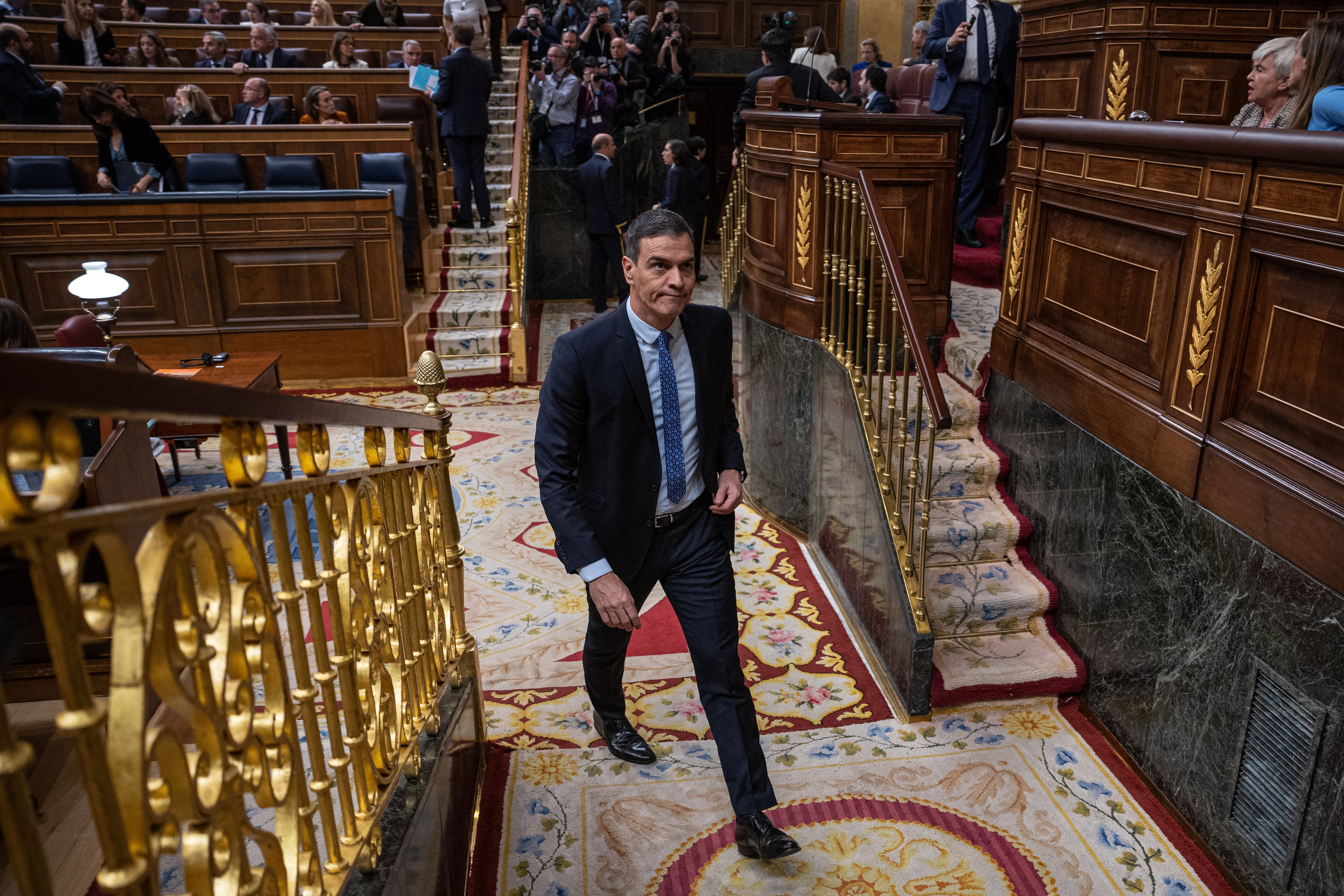 El presidente del Gobierno, Pedro Sánchez, el pasado 30 de enero durante el debate de la ley de amnistía.