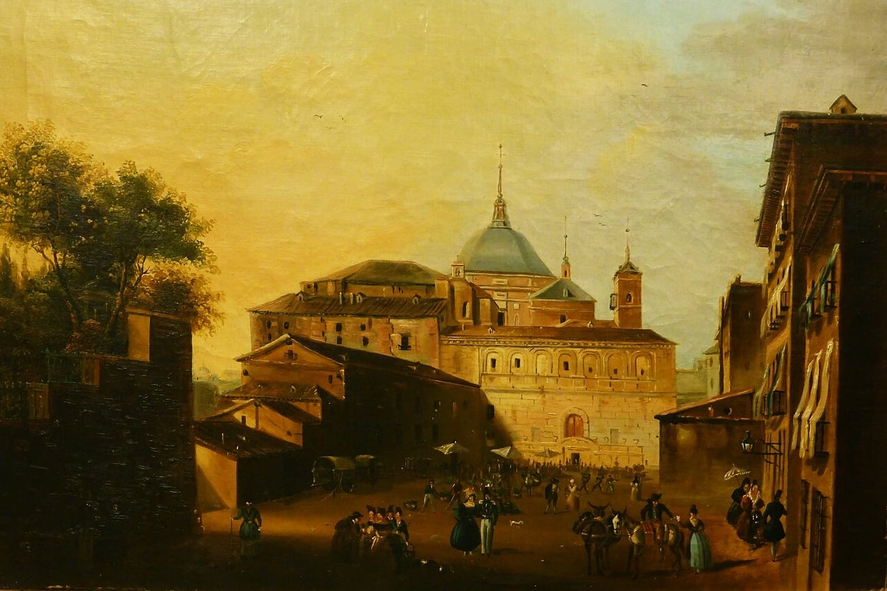 &#039;Plaza de la Paja&#039;, José María Avrial, ca. 1838, óleo sobre lienzo, Museo de Historia de Madrid