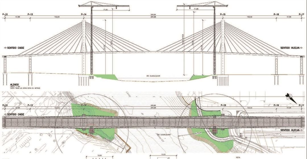 Plano técnico del proyecto diseñado por el Ministerio para el puente del Centenario