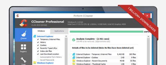 Aplicación CCleaner para Windows