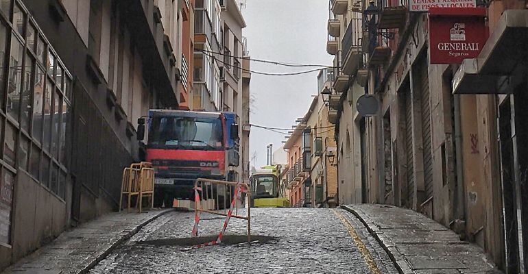 Calle Vergara, adoquinada actualmente, y ya cerrada al tráfico.