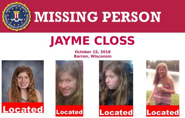 Mensaje del FBI sobre la aparición de Jayme Closs