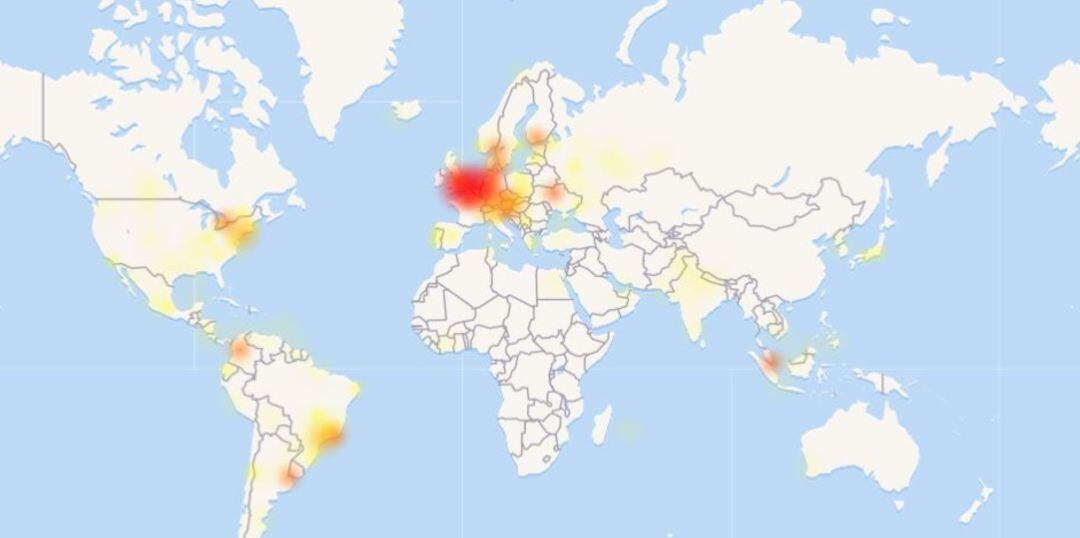 Mapa de las caídas de Instagram.