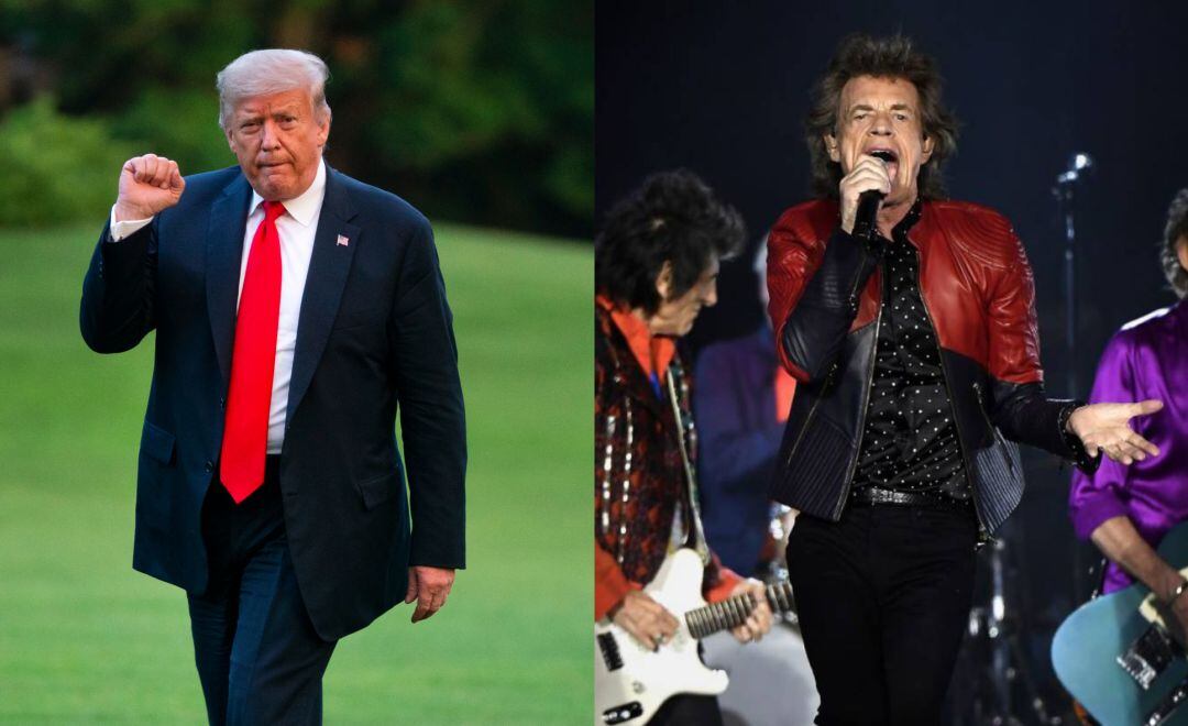 Donald Trump, a la izquierda. Mick Jagger, a la derecha