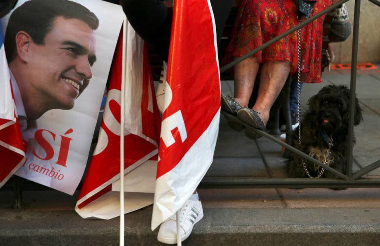 Carteles de Pedro Sánchez durante la campaña electoral. 