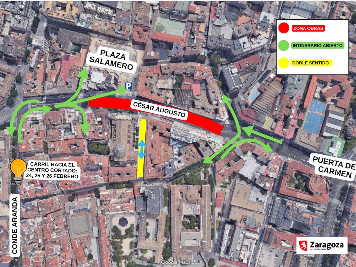 Obras en César Augusto: estas son las líneas de bus y los accesos que cambian desde este lunes