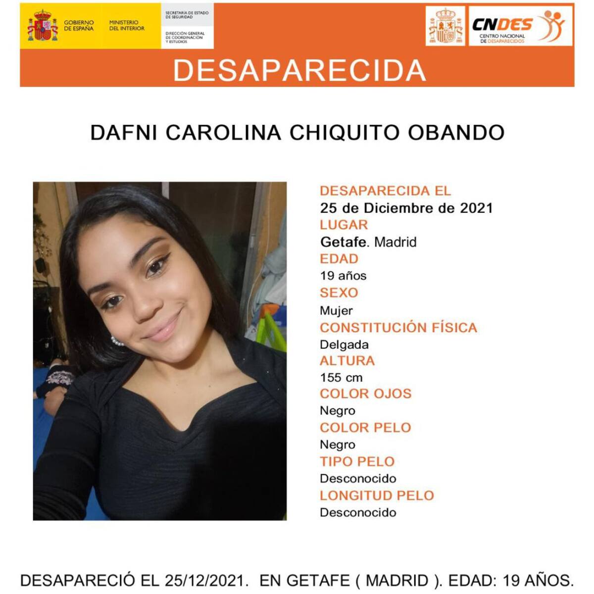 Localizada la joven getafense de 19 años desaparecida el día de Navidad