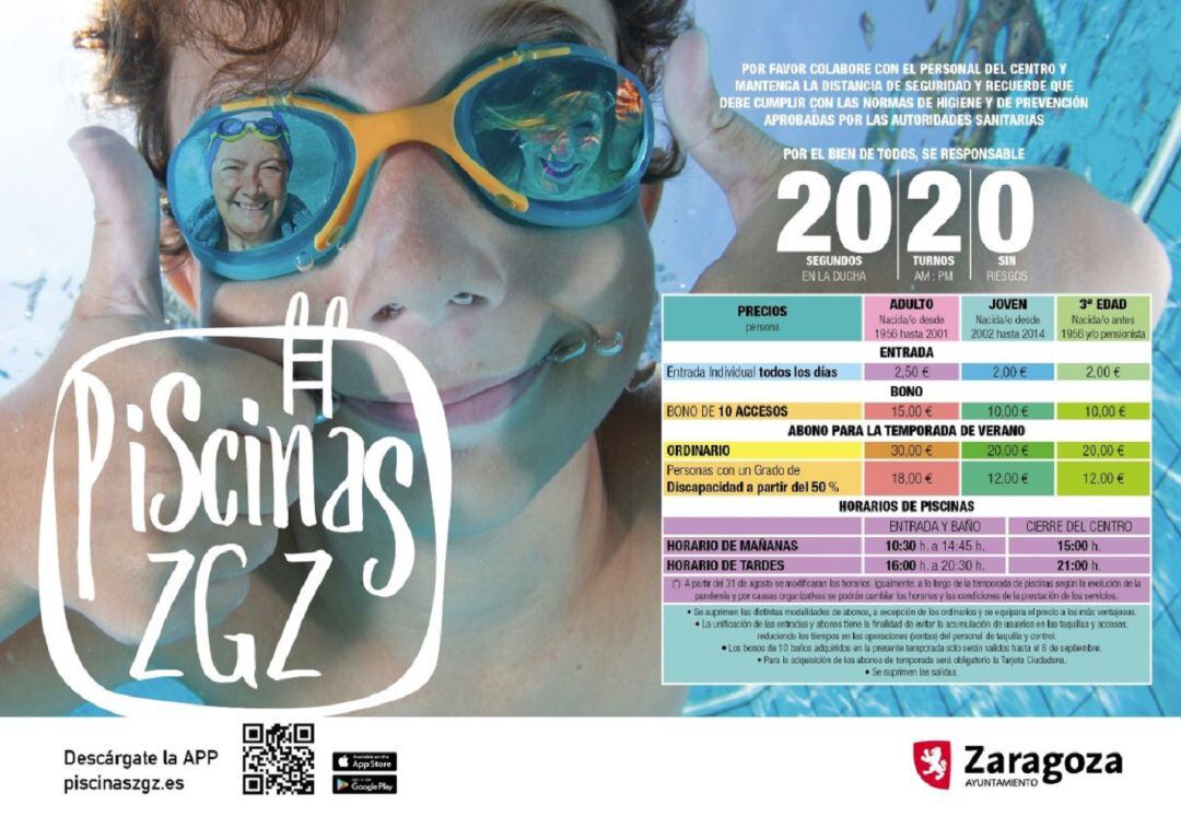 Tarifas de las piscinas de verano 2020 de Zaragoza